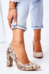 Pumps With A Snake Pattern Lewski Shoes 2453 Gold