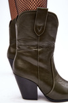Women's Cowboy Boots On Heel Dark Green Melaitia