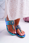 Flip Flops Sandals With Crystals Lu Boo Blue