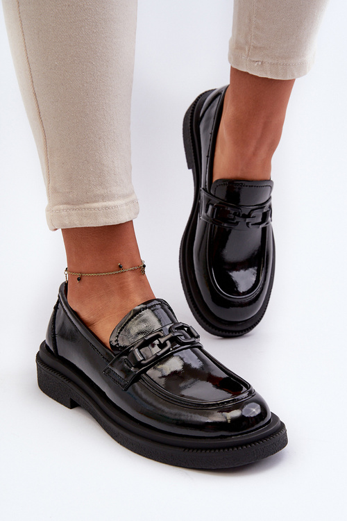 Black patent leather women's moccasins Keelana