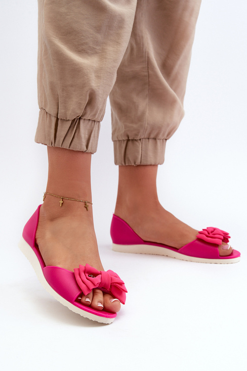 Women's Rubber Ballerina Flats with Bow Fuchsia Georia