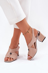 Elegant Women's Heeled Sandals Vinceza 62238 Beige