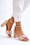 Elegant High Heel Sandals With Crystals Beige Cameron