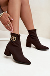 Women's Heeled Boots with Golden Detail Chocolate Zazoo 3128