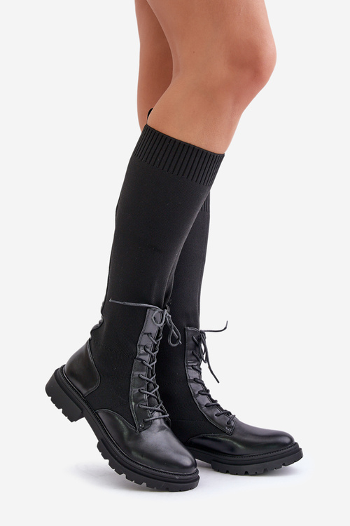 Slip-On Boots With Sock Shaft Black Iranel