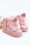 Children's snow boots with fur lining and ear details in light pink Betty