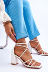 Leather Fashionable Women's Sandals Heels White Primma