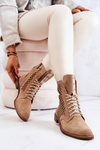 Openwork Suede boots with tied Nicole Camel 2696