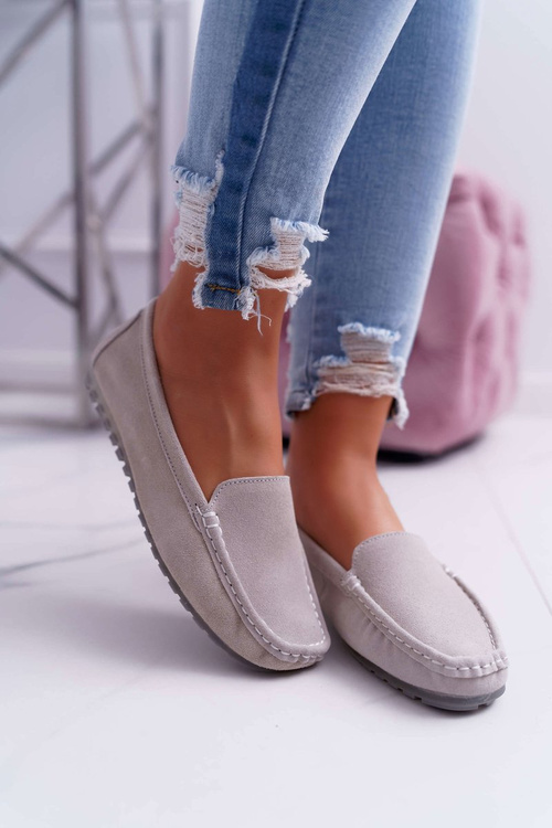 Women's Suede Leather Moccasins Beige Tenzion