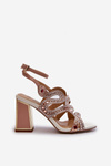 Women's Embellished Sandals with Stiletto Heel D&A CR952 Pink
