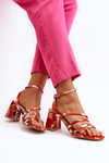 Patterned Orange Sandals with Heel Jenglla