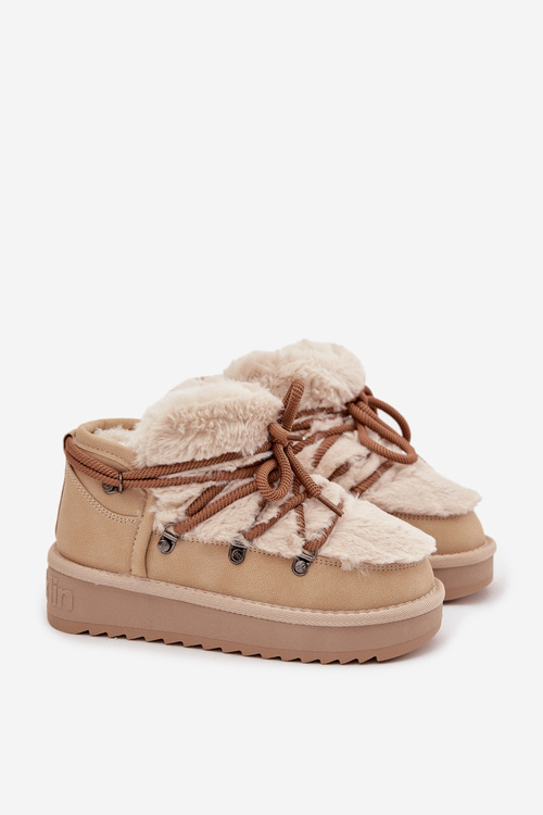 Dziecięce Młodzieżowe Śniegowce Z Futerkiem Beżowe D.Franklin DFSH370011