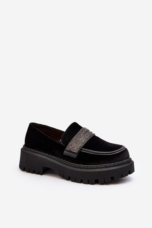 Women's Velvet Moccasins with Decoration Black Wendreda