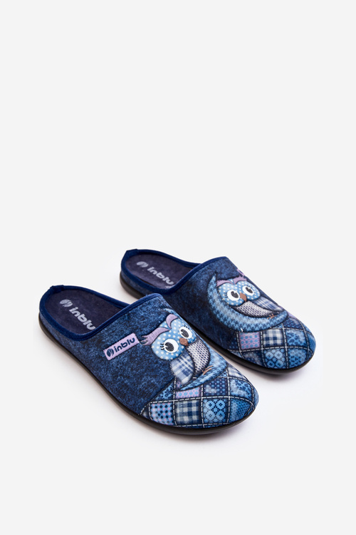 Klapki Kapcie Domowe Sowa Granatowe Inblu GF000018
