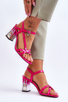 Lacquered Sandals On A Decorative Heel D&A CR-232 Fuchsia