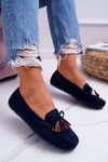 Women's Suede Moccasins Navy Blue S.Barski A199 Mohabe