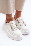 Women's Leather Sneakers on Chunky Platform White S.Barski LR628