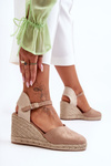 Suede Platform Sandals Beige Selfoss