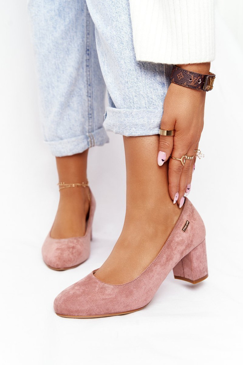 Suede Pumps On A Block Heel Sergio Leone PB178 Pink