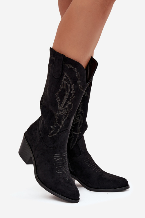 Women's Cowboy Boots Heeled Insulated Vinceza 16508 Black