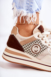 Fashionable Women's Sport Shoes On A Wedge Beige and brown Aronne