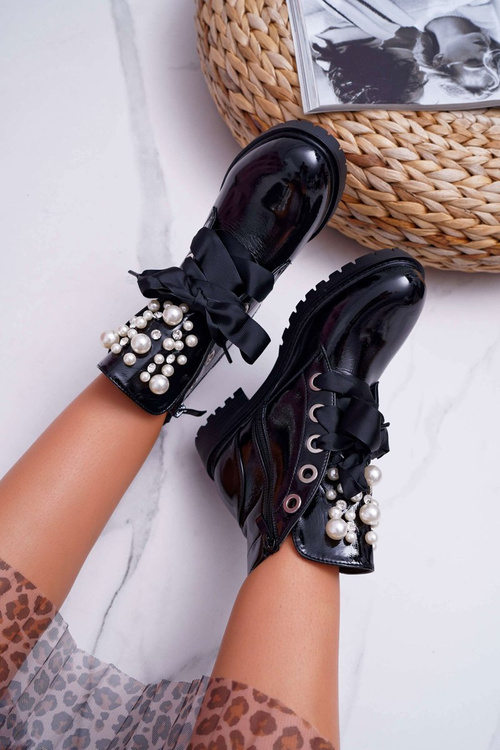 Women's Shoes With Pearls Warmed Ribbon Sia