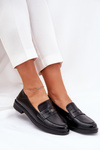 Elegant Women's Loafers Made Of Natural Leather Black Vinceza 18100