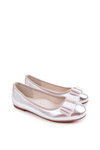 Leather Children's Ballerinas With A Decorative Bow Silver Claril