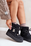 Women's Snow Boots With Clips And Sheepskin Black Almatiza