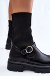 Women's Sock Boots With Belt Black Alaya