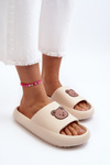 Light Women's Foam Slippers With Teddy Bear Beige Lia