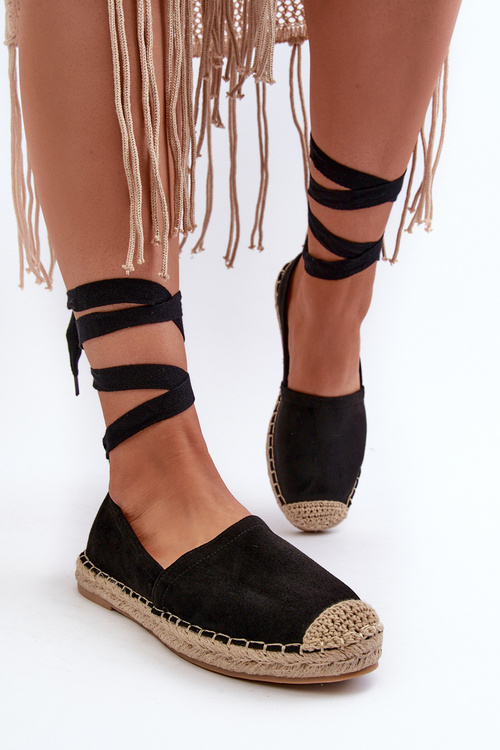 Tied Suede Espadrilles Black Ismanne