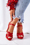 Elegant Sandals On A Block Heel Red Anastasia