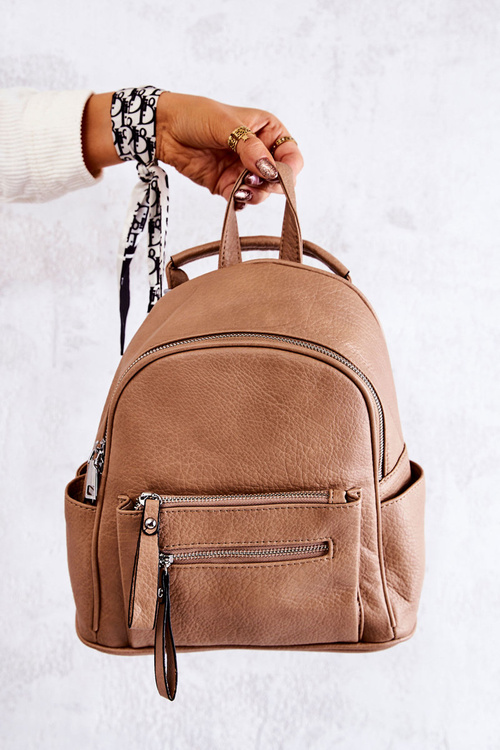 Leather Backpack Beige Karlee