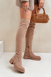 Knee High Boots Flat Heel Beige Filora