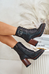 Warm Women's Ankle Boots On Heel Black Vinceza 58359