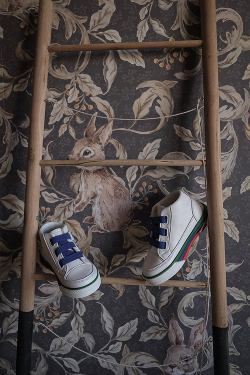 Children's High Sneakers With Welt White Navy Blue Baxter