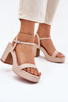 Eco Leather Heeled Sandals Beige Lillita