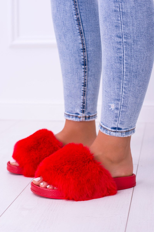 Lu Boo Red Women's Flip Flops Fur XXL