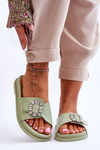 Women's Platform Slippers With Decoration Green Beneca