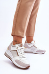 Sneakersy Damskie Koturn Białe Chevre