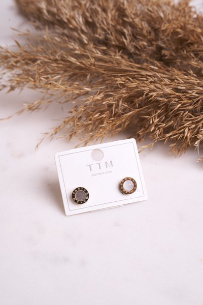 Earrings Circles Pearly Gold Timeless