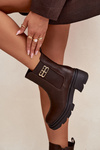 Women's ankle boots with gold detail insulated brown Serene