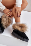 Leather Snow Boots On Platform With Fur Black Avirisa
