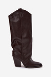 Insulated Cowboy Boots On Heel Made Of Eco Leather Chocolate Mavine