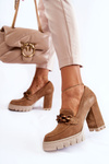 Leather Pumps On The Platform And A Bar Lewski Shoes 3197 Beige