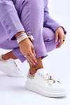 Women's Sports Shoes On A Massive Platform White And gold Chante