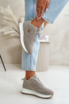 Insulated Leather Sports Shoes on Platform Grey Adite