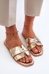 Women's Flat Sandals with Gold Decoration Kavinia