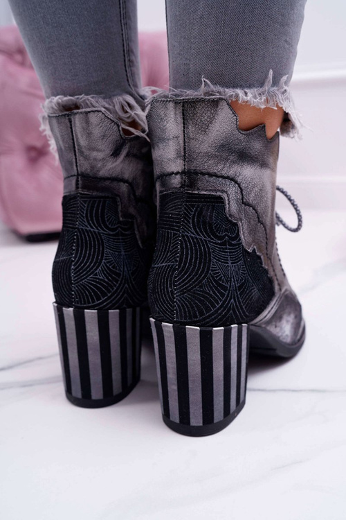 Women's Leather Boots Maciejka Grey 03190